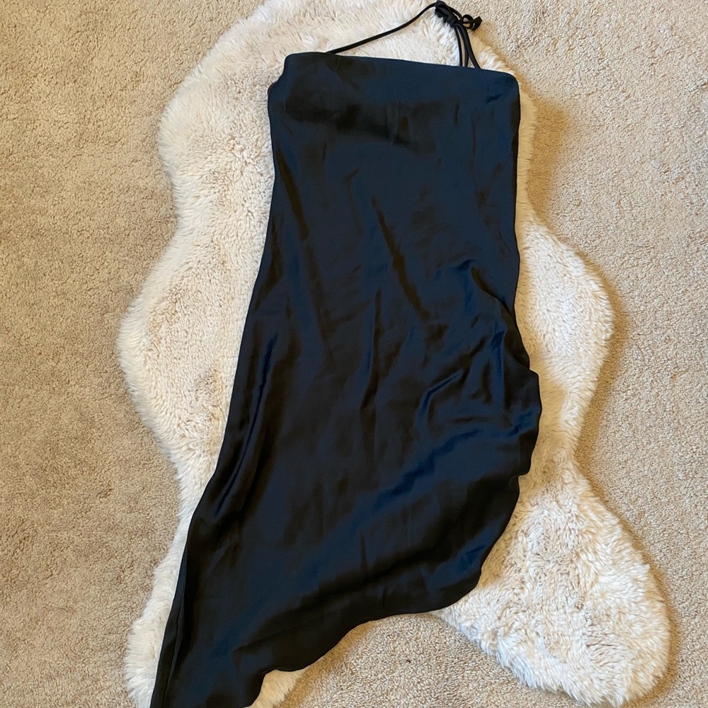 Black asymmetrical slip dress ✨